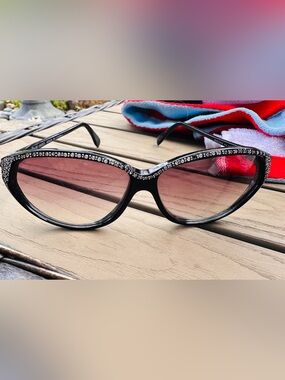 Vintage Baccarat Stendhal Black Crystal-Embellished Sunglasses